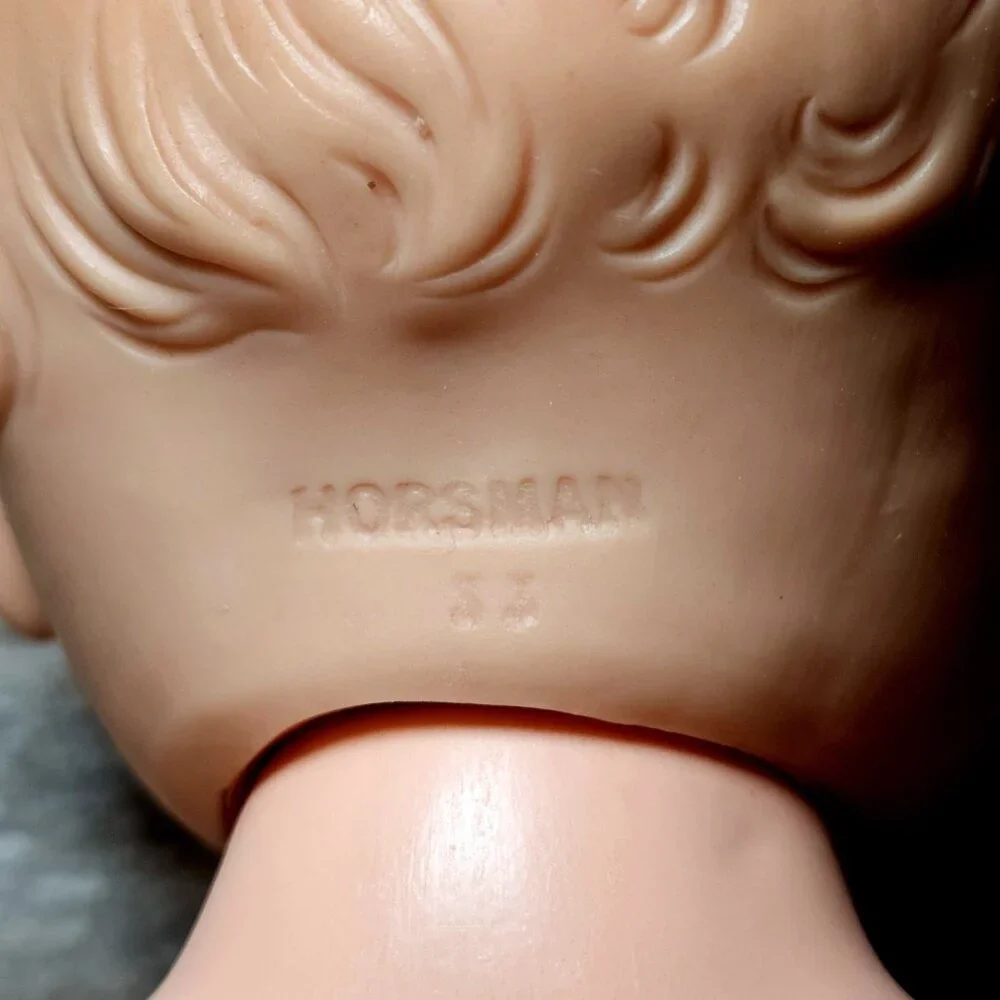 VTG 60s Horsman Baby Doll Molded Hair Drink Wet 12‎ Inch Green Sleepy Eyes